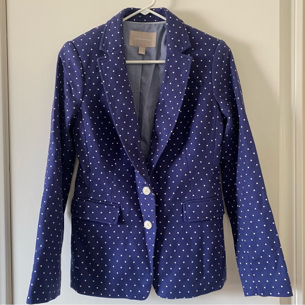 Banana Republic Blazer Blue Polka‎ Dot - Picture 2 of 7